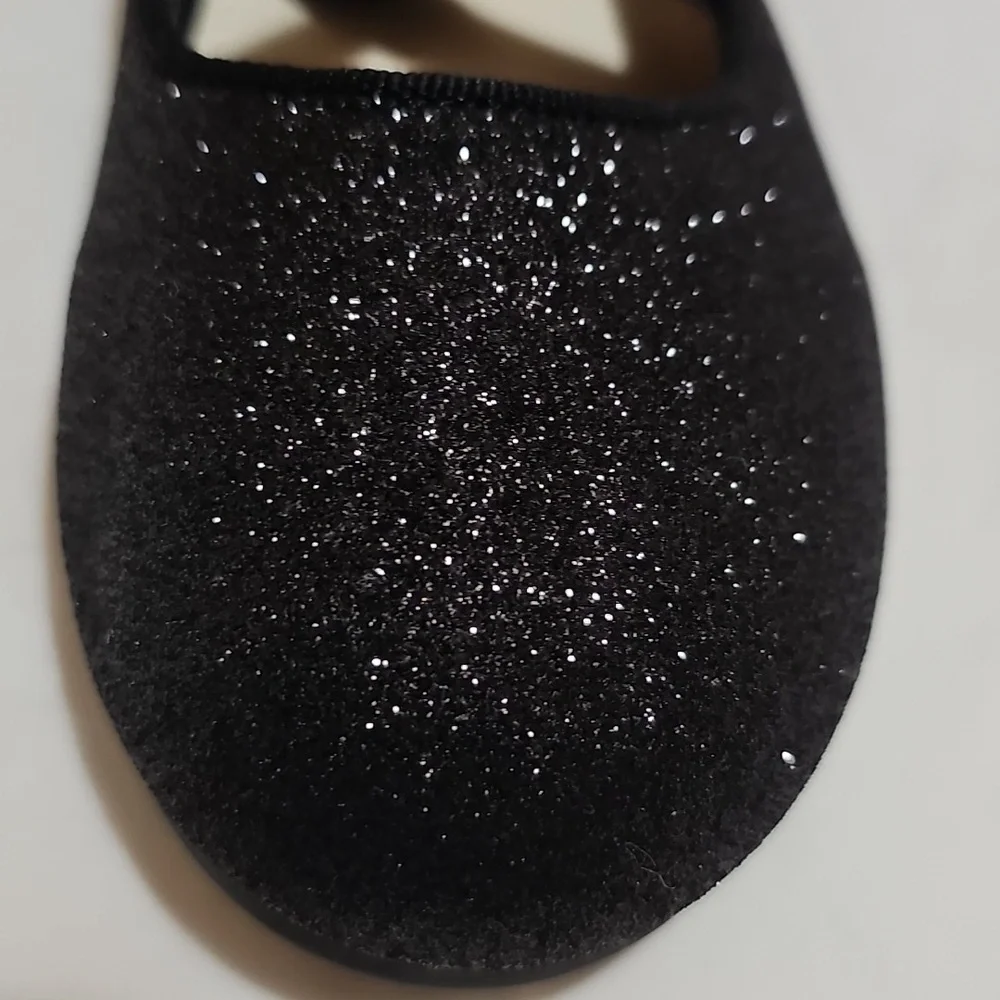 MEI MACLEOD Girls Size 5 Black Glitter Strappy Flats Used